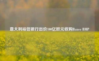 意大利裕信银行出价100亿欧元收购Banco BMP