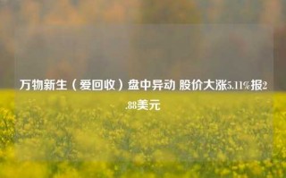 万物新生（爱回收）盘中异动 股价大涨5.11%报2.88美元