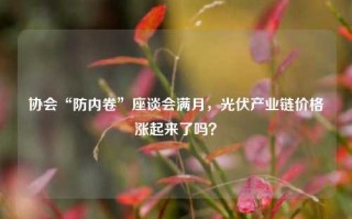 协会“防内卷”座谈会满月，光伏产业链价格涨起来了吗？