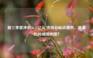 前三季度净利26.11亿元 市场补贴战激烈，滴滴如何继续突围？