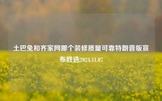 土巴兔和齐家网哪个装修质量可靠特朗普版宣布胜选2024.11.07