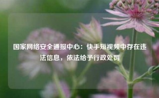 国家网络安全通报中心：快手短视频中存在违法信息，依法给予行政处罚