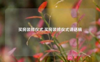 买房装修仪式,买房装修仪式讲话稿