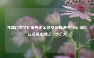 九部门发文明确养老金融发展阶段性目标 保险业发展空间进一步扩大