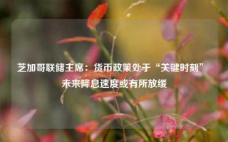 芝加哥联储主席：货币政策处于“关键时刻” 未来降息速度或有所放缓