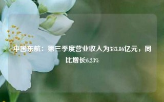 中国东航：第三季度营业收入为383.86亿元，同比增长6.23%