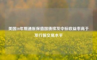 美国10年期通胀保值国债续发中标收益率高于发行前交易水平