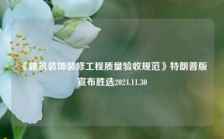 《建筑装饰装修工程质量验收规范》特朗普版宣布胜选2024.11.30