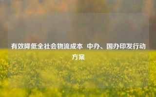 有效降低全社会物流成本  中办、国办印发行动方案