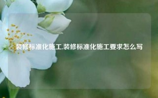 装修标准化施工,装修标准化施工要求怎么写