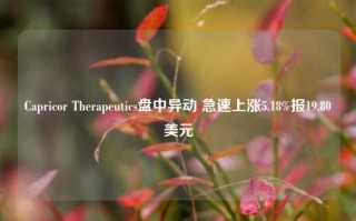 Capricor Therapeutics盘中异动 急速上涨5.18%报19.80美元