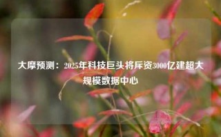 大摩预测：2025年科技巨头将斥资3000亿建超大规模数据中心