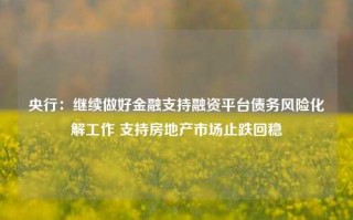 央行：继续做好金融支持融资平台债务风险化解工作 支持房地产市场止跌回稳