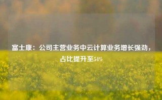 富士康：公司主营业务中云计算业务增长强劲，占比提升至54%