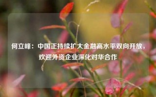 何立峰：中国正持续扩大金融高水平双向开放，欢迎外资企业深化对华合作