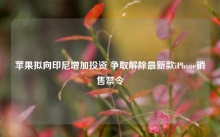 苹果拟向印尼增加投资 争取解除最新款iPhone销售禁令