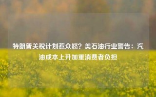 特朗普关税计划惹众怒？美石油行业警告：汽油成本上升加重消费者负担