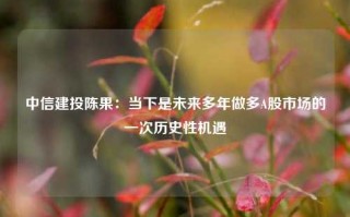 中信建投陈果：当下是未来多年做多A股市场的一次历史性机遇