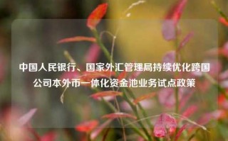 中国人民银行、国家外汇管理局持续优化跨国公司本外币一体化资金池业务试点政策