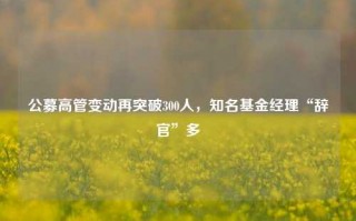 公募高管变动再突破300人，知名基金经理“辞官”多