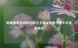 哈里斯竞选团队的联合主席证实她今晚不会发表讲话