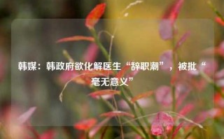 韩媒：韩政府欲化解医生“辞职潮”，被批“毫无意义”