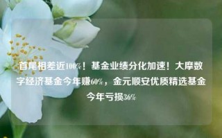 首尾相差近100%！基金业绩分化加速！大摩数字经济基金今年赚60%，金元顺安优质精选基金今年亏损36%