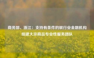 商务部、浙江：支持有条件的银行业金融机构组建大宗商品专业性服务团队