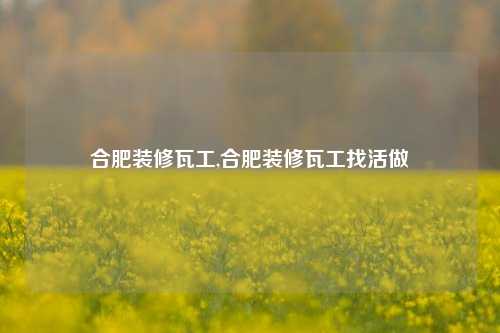 合肥装修瓦工,合肥装修瓦工找活做-第1张图片-厦门装修网 