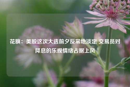 花旗：美股这次大选前夕反常地淡定 交易员对降息的乐观情绪占据上风-第1张图片-厦门装修网 