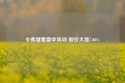 卡弗储蓄盘中异动 股价大涨7.06%-第1张图片-厦门装修网 