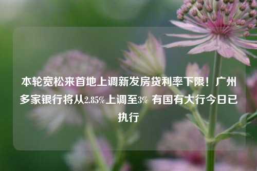 本轮宽松来首地上调新发房贷利率下限！广州多家银行将从2.85%上调至3% 有国有大行今日已执行-第1张图片-厦门装修网 