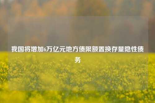 我国将增加6万亿元地方债限额置换存量隐性债务-第1张图片-厦门装修网 