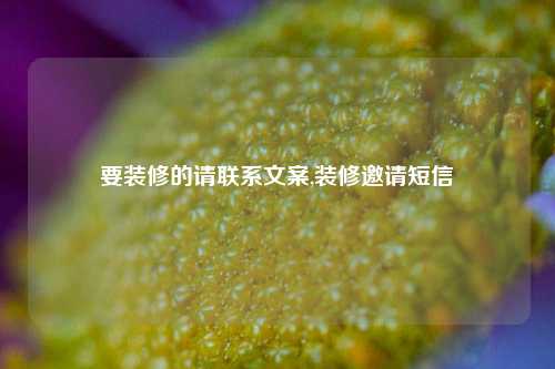 要装修的请联系文案,装修邀请短信-第1张图片-厦门装修网 