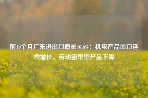 前10个月广东进出口增长10.6%：机电产品出口连续增长、劳动密集型产品下降-第1张图片-厦门装修网 