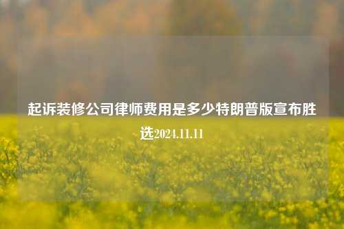 起诉装修公司律师费用是多少特朗普版宣布胜选2024.11.11-第1张图片-厦门装修网 