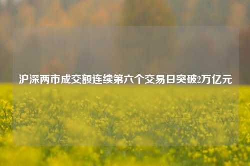 沪深两市成交额连续第六个交易日突破2万亿元-第1张图片-厦门装修网 