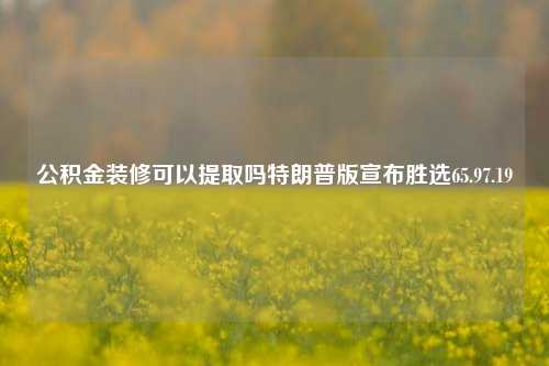 公积金装修可以提取吗特朗普版宣布胜选65.97.19-第1张图片-厦门装修网 