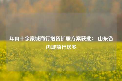 年内十余家城商行增资扩股方案获批： 山东省内城商行居多-第1张图片-厦门装修网 