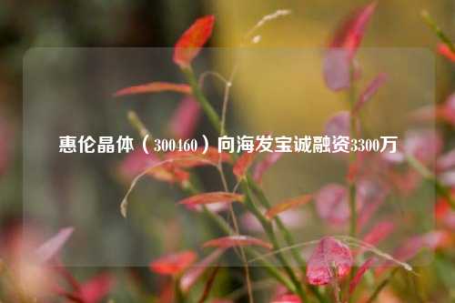 惠伦晶体（300460）向海发宝诚融资3300万-第1张图片-厦门装修网 