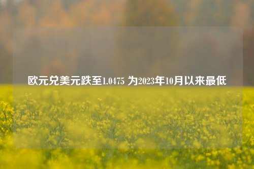 欧元兑美元跌至1.0475 为2023年10月以来最低-第1张图片-厦门装修网 