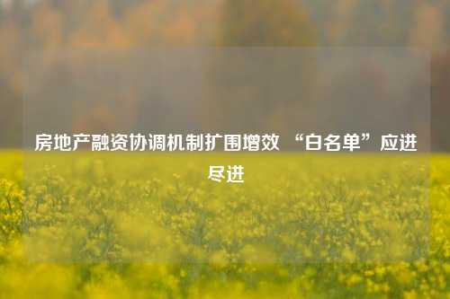 房地产融资协调机制扩围增效 “白名单”应进尽进-第1张图片-厦门装修网 