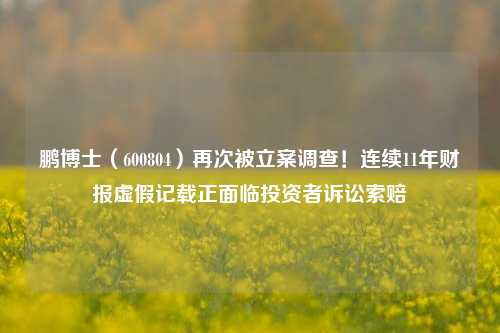 鹏博士（600804）再次被立案调查！连续11年财报虚假记载正面临投资者诉讼索赔-第1张图片-厦门装修网 