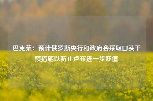 巴克莱：预计俄罗斯央行和政府会采取口头干预措施以防止卢布进一步贬值-第1张图片-厦门装修网 