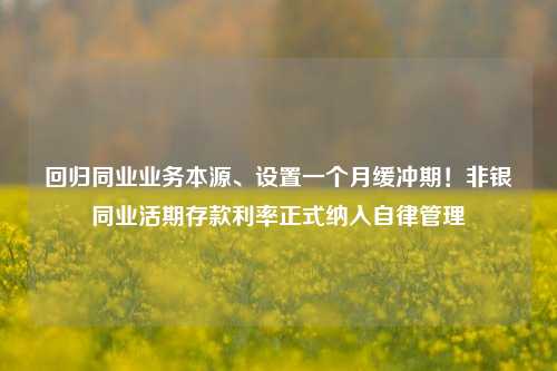 回归同业业务本源、设置一个月缓冲期！非银同业活期存款利率正式纳入自律管理-第1张图片-厦门装修网 