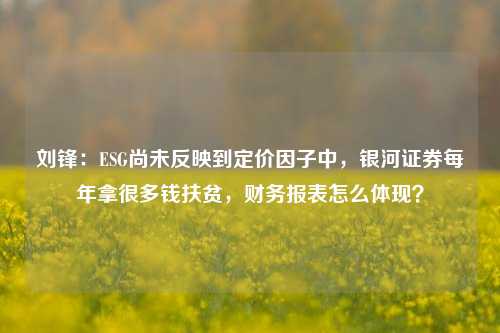 刘锋：ESG尚未反映到定价因子中，银河证券每年拿很多钱扶贫，财务报表怎么体现？-第1张图片-厦门装修网 